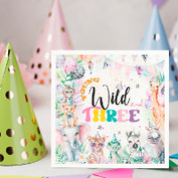 Young Wild and Three Safari Animals Girl zum Gebur