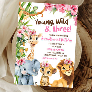 Young Wild and Three Safari Girl Einladung