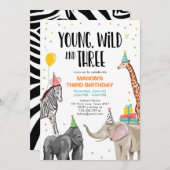 Young Wild and Three Third Safari Party Animals Einladung (Vorne/Hinten)