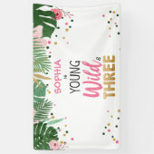 Young Wild and Three Tropical Safari Pink Girl Banner (Vertikal)