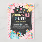 Young Wild and Three Unicorn Birthday Party Postkarte (Vorderseite)