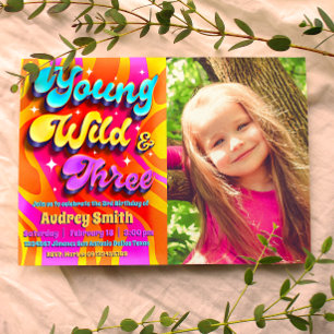 Young Wild and Three with Picture Einladung