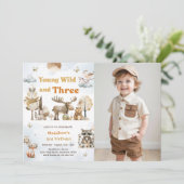 Young Wild and Three Woodland Animals 3. Foto Einladung (Stehend Vorderseite)