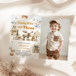 Young Wild and Three Woodland Animals 3. Foto Einladung