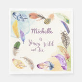 Young Wild and Watercolor Boho Feathers Serviette (Vorderseite)