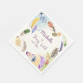 Young Wild and Watercolor Boho Feathers Serviette (Ecke)
