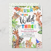 Young & Wild Jungle Safari Kids Birthday Einladung (Vorne/Hinten)