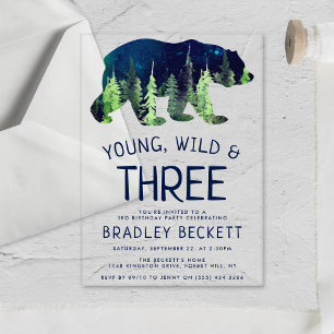 Young, Wild & Three 3. Geburtstag Acryleinladungen