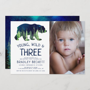 Young, Wild & Three   3. Geburtstag Foto Einladung