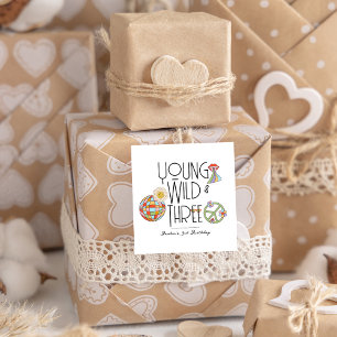 Young, Wild & Three B-Day Favor Tag Boho Geschenkanhänger
