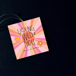 Young, Wild & Three   B-Day Favor Tag   Rosa Geschenkanhänger