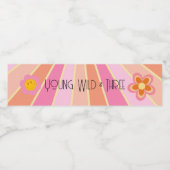 Young, Wild & Three | B-Day Water Label | Rosa Wasserflaschenetikett (Einzelnes Label)