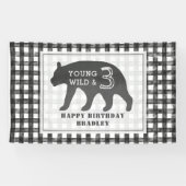 Young Wild & Three Bear Gingham Birthday Banner (Horizontal)