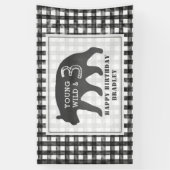Young Wild & Three Bear Gingham Birthday Banner (Vertikal)