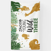 Young Wild Three Birthday Banner Safari Animals (Vertikal)