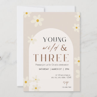 Young Wild & Three Birthday Einladung