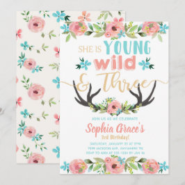 Young Wild & Three Birthday Einladung