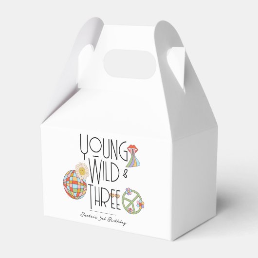 Young, Wild & Three | Birthday Favor Box | Boho Geschenkschachtel (Vorderseite)