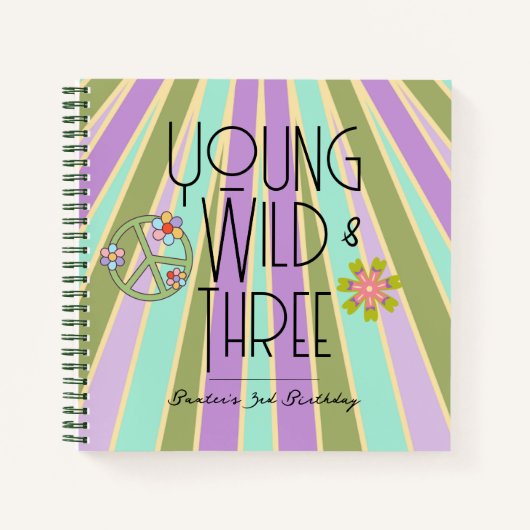 Young, Wild & Three | Birthday Guest Book | Kühle Notizblock (Vorderseite)
