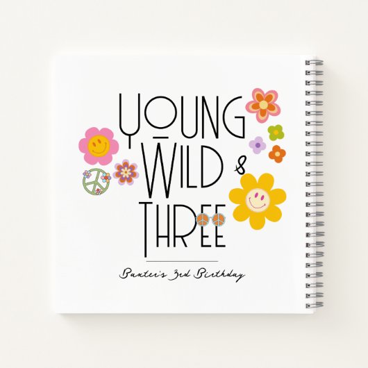 Young, Wild & Three | Birthday Guest Book | Lächel Notizblock (Rückseite)