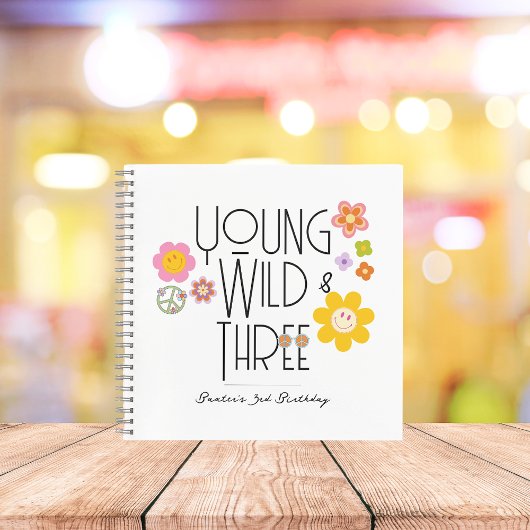 Young, Wild & Three | Birthday Guest Book | Lächel Notizblock