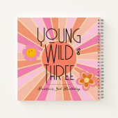 Young, Wild & Three | Birthday Guest Book | Rosa Notizblock (Rückseite)
