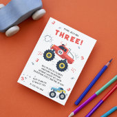 Young Wild Three Birthday Kids Monster Pkw Einladung