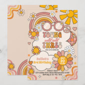 Young Wild & Three Blume Power Rainbow Birthday Einladung (Vorne/Hinten)