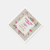 Young Wild & Three Boho Flower Garden Geburtstag Serviette (Ecke)