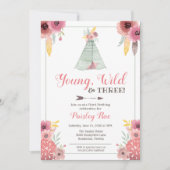 Young Wild & Three Boho Girls Einladung (Vorderseite)