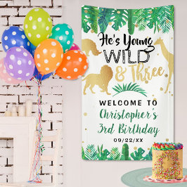 Young Wild & Three Boys Dritter Geburtstag Willkom Banner