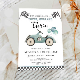 Young Wild & Three Boys Race Car Geburtstag Einladung