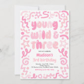 Young Wild & Three Confetti Balloon 3rd Birthday  Einladung (Vorderseite)