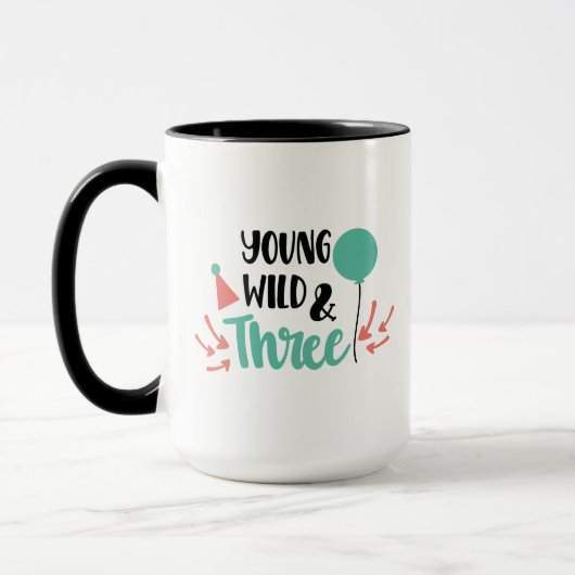 Young, Wild & Three - Cute 3rd Birthday Design Tasse (Links)