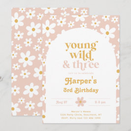 Young, Wild & Three Daisy Einladung | Daisies