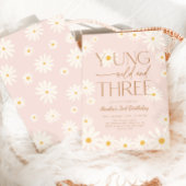 Young Wild Three Daisy Floral 3rd Birthday Einladung