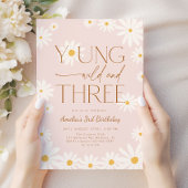 Young Wild Three Daisy Floral 3rd Birthday Einladung