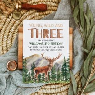 Young Wild & Three Deer Boys 3. Geburtstag Einladung