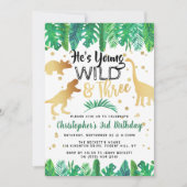 Young Wild & Three Dinosaur Boys 3rd Birthday Einladung (Vorderseite)
