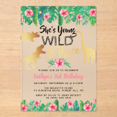 Young Wild & Three Dinosaur Girls 3. Geburtstag Acryleinladungen (Vorderseite)