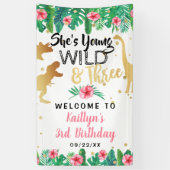 Young Wild & Three Dinosaur Girls 3. Geburtstag Banner (Vertikal)