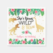 Young Wild & Three Dinosaur Girls 3. Geburtstag Serviette (Vorderseite)
