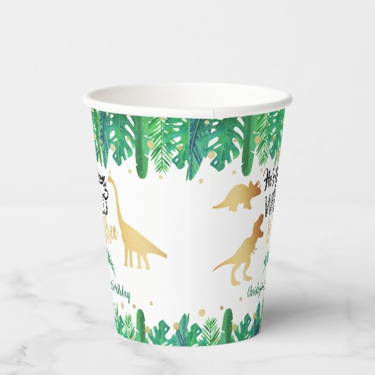 Young Wild & Three Dinosaurier Boys Dritter Geburt Pappbecher (Rechts)