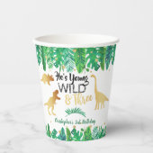 Young Wild & Three Dinosaurier Boys Dritter Geburt Pappbecher (Vorderseite)