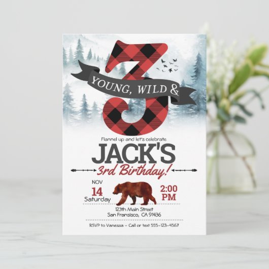 Young Wild & Three Einladung, Lumberjack 3. Einladung (Stehend Vorderseite)