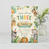 Young Wild & Three Geburtstagsfeier Einladung (Stehend Vorderseite)