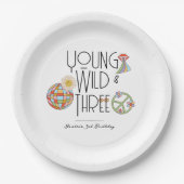 Young, Wild & Three | Geburtstagsjunge Teller | Bo (Vorderseite)