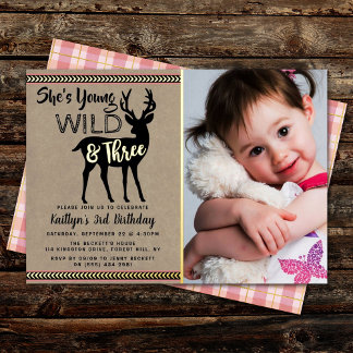 Young Wild & Three Girls Foto 3. Geburtstag Real Folieneinladung