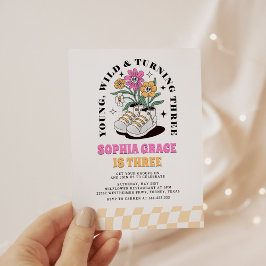 Young Wild Three Groovy Daisy 3. Geburtstag Einladung