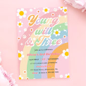 Young Wild Three Groovy Daisy Rainbow 3. Geburtsta Einladung